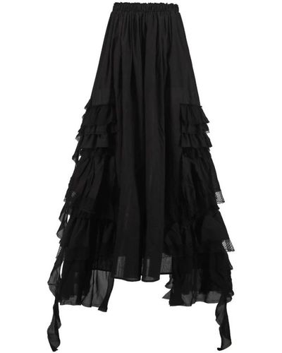 Aniye By Falda larga negra de algodón con volantes - Negro