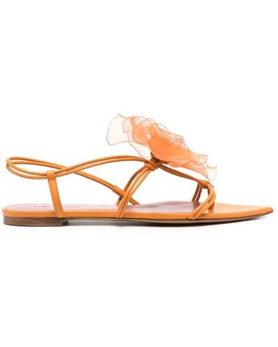 Nensi Dojaka Leder-sandalen mit kunstblumen - Braun