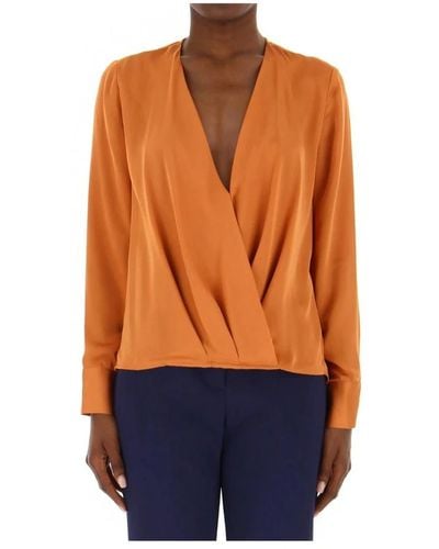 Kocca Gekreuzte v-ausschnitt bluse in unifarbe - Orange
