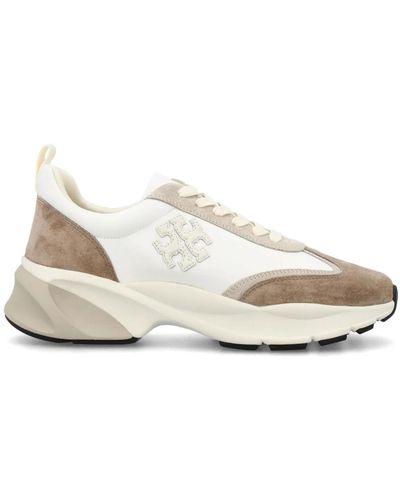 Tory Burch Sneakers,weiße sneaker mit nylon- und wildlederobermaterial
