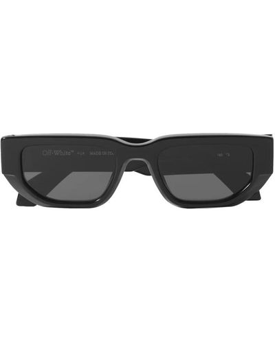 Off-White c/o Virgil Abloh Quadratische schwarze sonnenbrille mit grauen gläsern