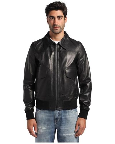 Department 5 Leather Jackets - Black