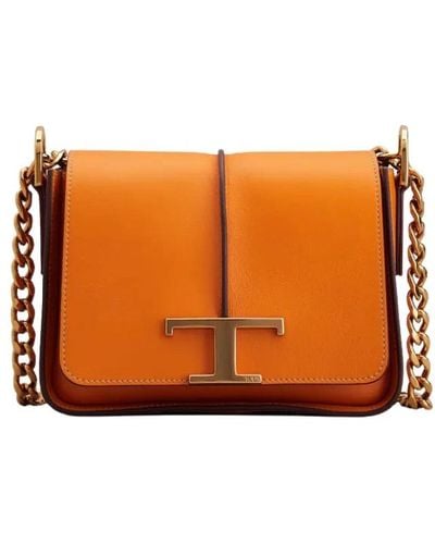 Tod's Elegante cross body tasche mit zeitlosem metall-logo - Orange