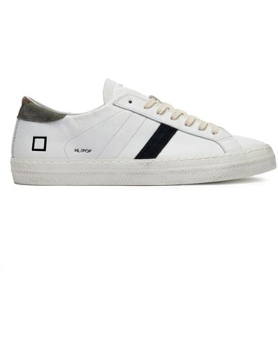 Date Sneakers basse bianche in pelle con logo in rilievo - Bianco