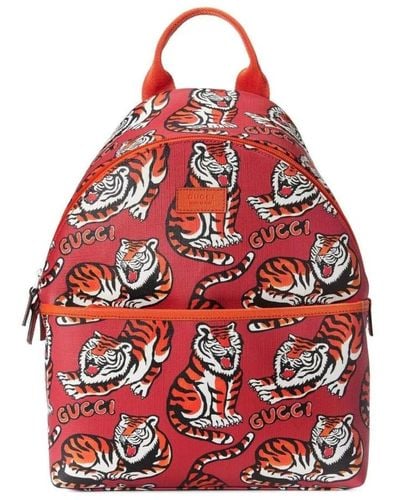 Gucci Feuerroter tigerdruck kinder rucksack
