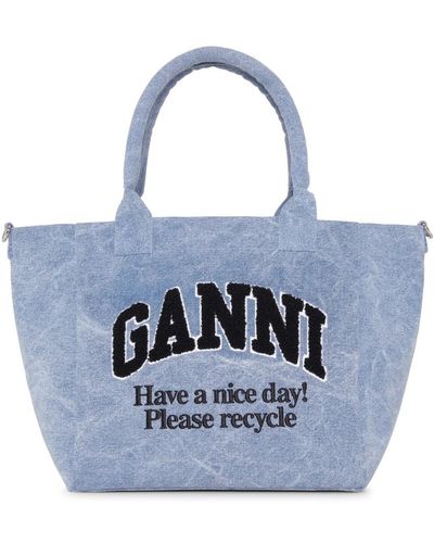 Ganni Tote Bags - Blue