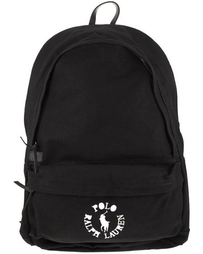 Ralph Lauren Polo canvas backpack with embroidered logo - Nero