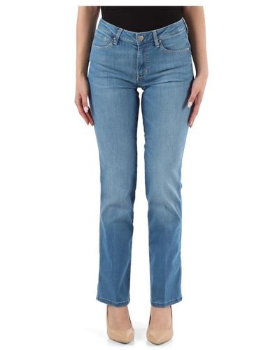 Guess Mid rise straight jeans mit strass-logo - Blau