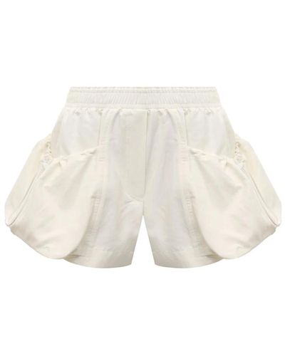 Stella McCartney Pantalones cortos de algodón y lino - Blanco
