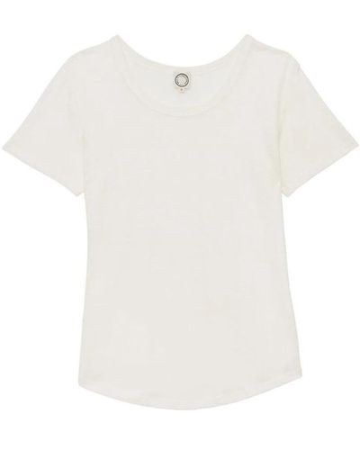 Ines De La Fressange Paris Elegantes leinen t-shirt - Weiß