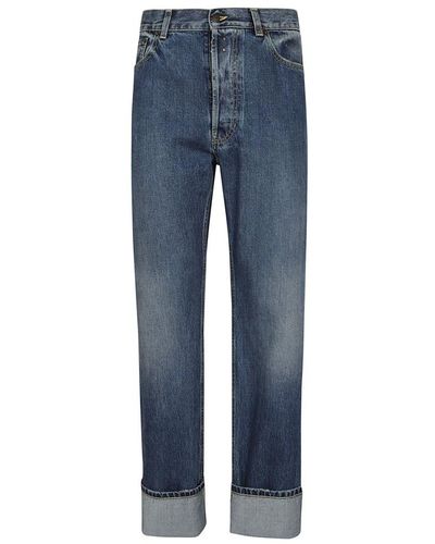 Alexander McQueen Blaue gewaschene hochgekrempelte jeans