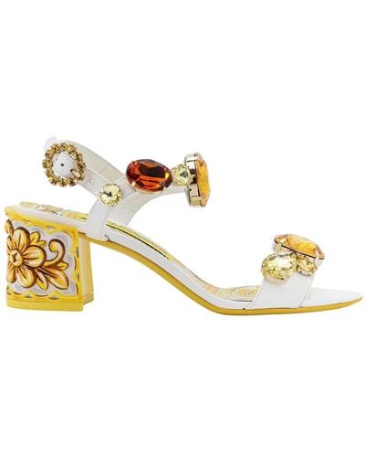 Dolce & Gabbana Gelbe sandalen mit majolika-detail - Mettallic