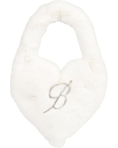 Blumarine Herzförmige schultertasche mit kunstpelz-detail - Weiß