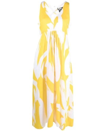 DKNY All-over Floral-print Maxi Dress - Metallic