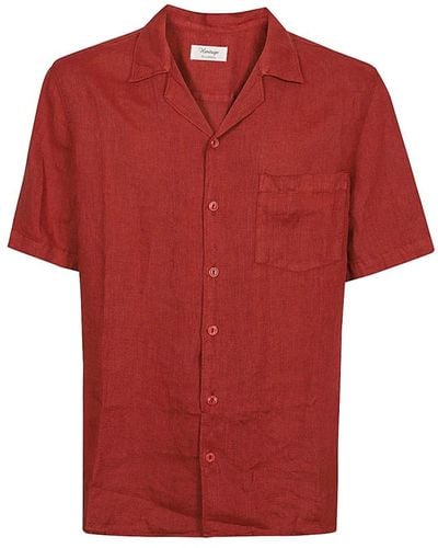 Tela Genova Braunes kurzarmhemd mit tasche - Rot
