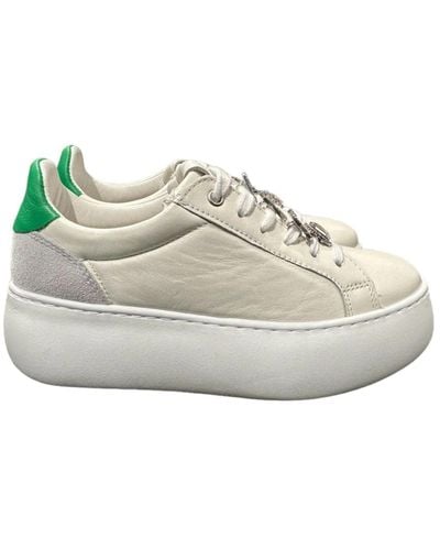 Cesare Paciotti Sneakers in pelle bianca con inserto verde - Grigio