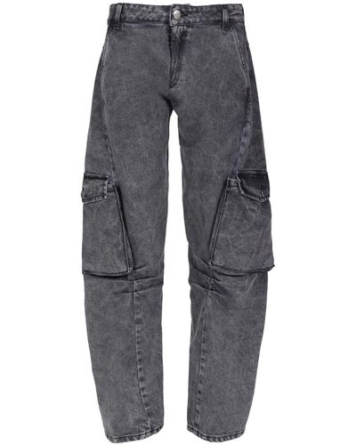 MVP WARDROBE Pantalones de algodón grises con bolsillos maxi