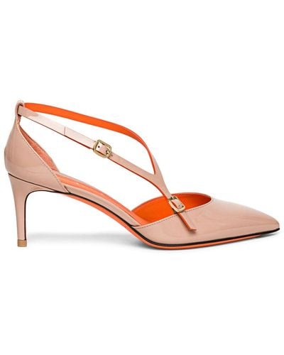 Santoni Women's leather mid-heel pump - Rosa