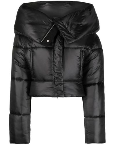 Alaïa Abrigo negro de nylon ajustado con cuello extra grande