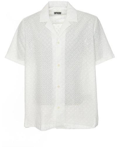 DRYKORN Hemd mit kubanischem kragen und perlmuttknöpfen - Weiß