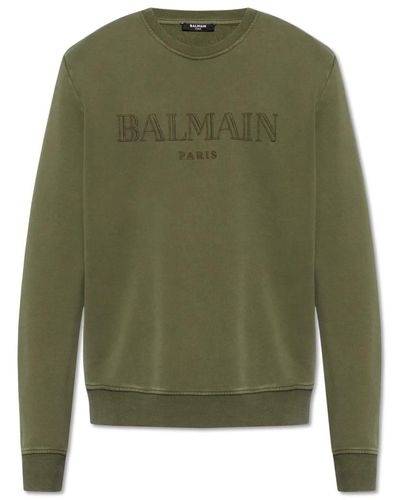 Balmain Sweatshirt mit logo-print - Grün