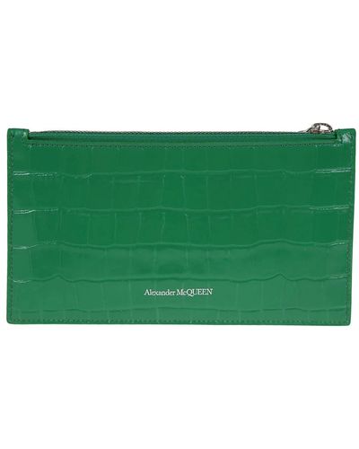 Alexander McQueen Stilvolle grüne reißverschluss-brieftasche für karten und bargeld