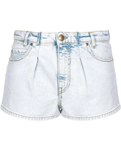 Pinko Shorts de mezclilla azul con parche de logo