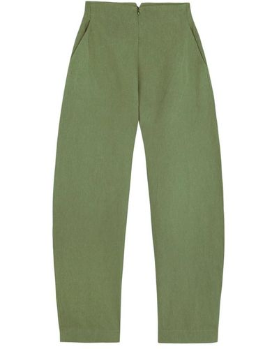 Cortana Pantaloni in lino e cotone a gamba larga - Verde