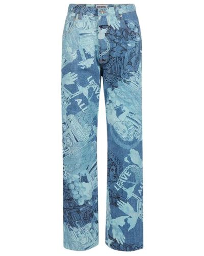 Iceberg Roma print boyfriend fit jeans - Blu
