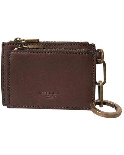 Dolce & Gabbana Portachiavi portamonete portafoglio in pelle marrone
