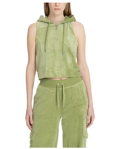 Juicy Couture Felpa con logo swarovski e coulisse - Verde