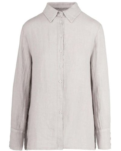 Bomboogie Linen shirt with collar - Gris