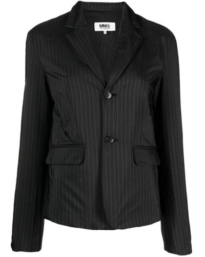 MM6 by Maison Martin Margiela Pinstripe padded suit jacket - Nero