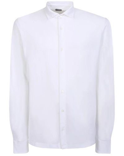 Zanone Es Baumwollhemd mit Klassischem Kragen - Weiß