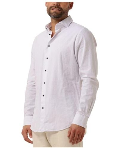 Profuomo Klassisches weißes cutaway hemd baumwolle leinen - Lila