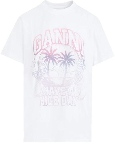 Ganni Basis jersey cocktail t-shirt - Weiß