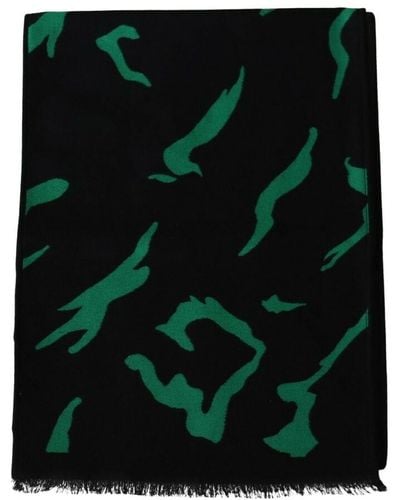 Givenchy Sciarpa invernale unisex in lana nera e verde