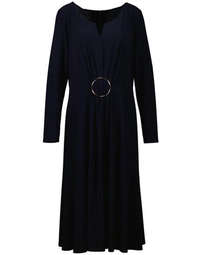 Joseph Ribkoff Elegante vestito midi blu scuro con scollo a v e dettaglio oro - Nero