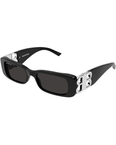 Balenciaga Rechteckige sonnenbrille mit swarovski-kristallen - Schwarz