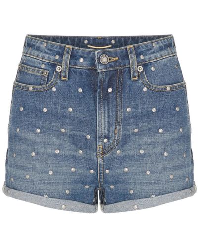 Saint Laurent High-waist denim shorts - Blau