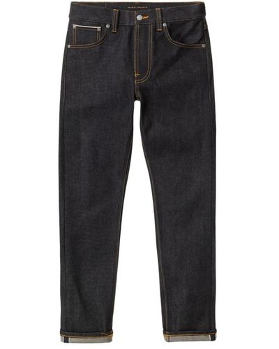 Nudie Jeans Slim-fit tapered leg denim jeans - Nero