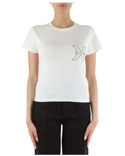 RICHMOND Camiseta de algodón elástico con estampado de logo - Blanco