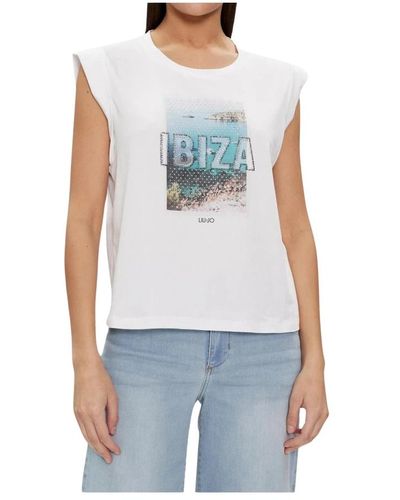Liu Jo Ibiza front print baumwoll t-shirt - Blau