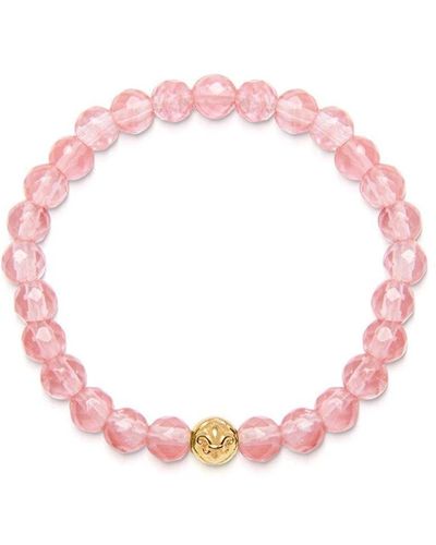 Nialaya Women`s wristband with cherry quartz and gold - Rosa