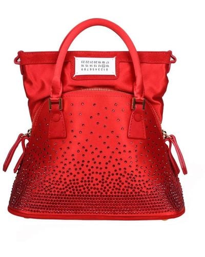 Maison Margiela Satin handtasche mit aufgebrachten kristallen - Rot