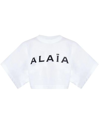 Alaïa Camiseta con logotipo - Blanco