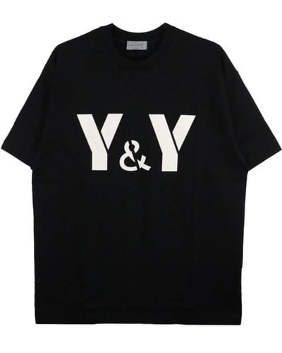 Yohji Yamamoto Schwarzes oversize t-shirt mit y&y print
