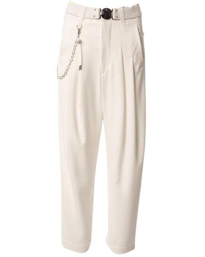 High Wide Trousers - Natural