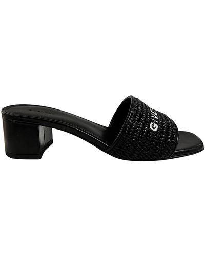 Givenchy Sandalia exclusiva de raffia-bast con bordado de firma - Negro