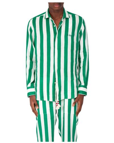 Mc2 Saint Barth Gestreiftes hemd für männer - Grün